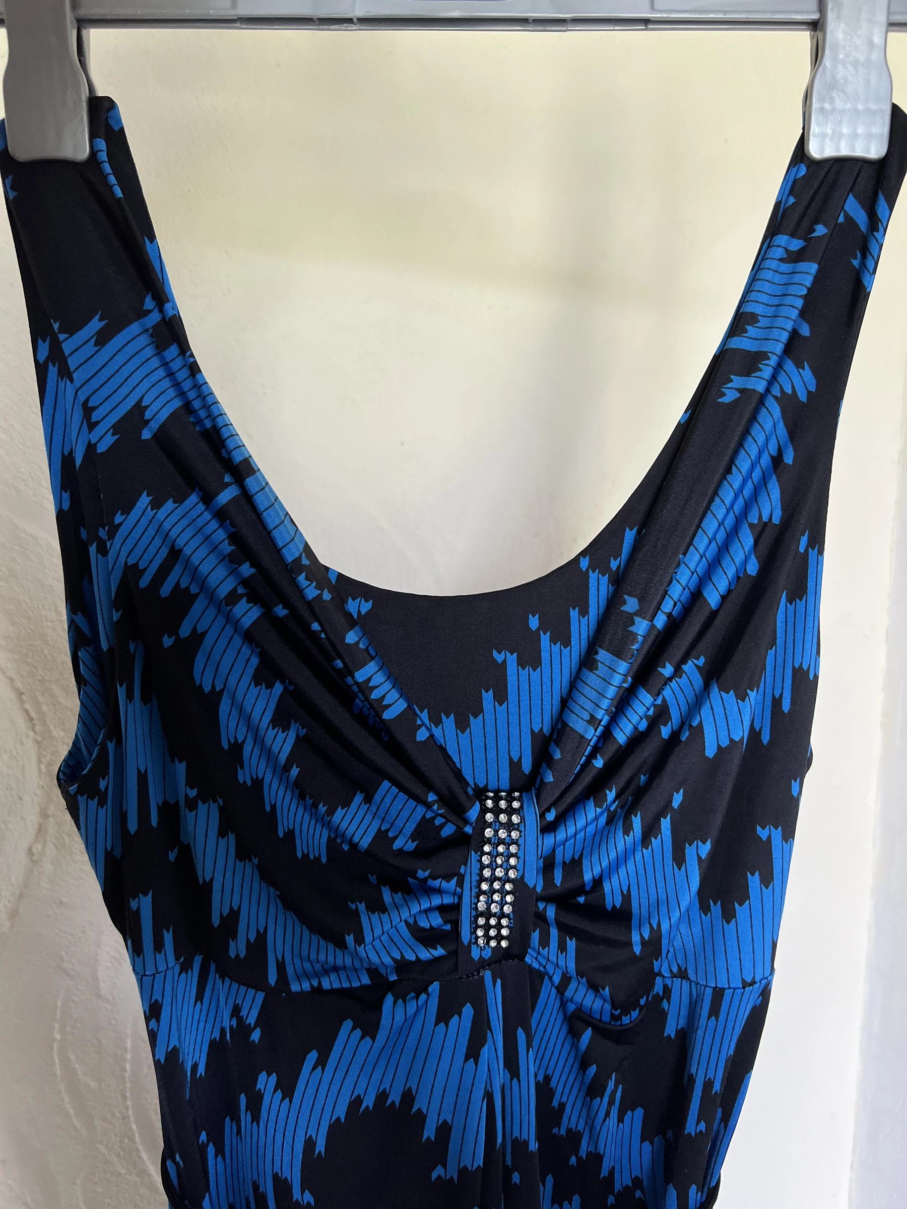🌊 Blue black summer maxi dress with zigzag patterns – S/M – fluid & elegant – photo 4